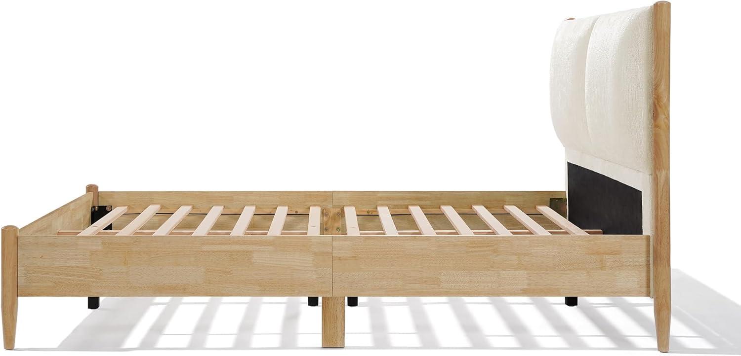 image:imageChristopher Knight Home Raven Modern Queen Size Bed Frame with Upholstered Headboard Natural Wood Queen Size Platform Bed Frame and Headboard No Box Spring Needed Easy Assembly WhiteNaturalQueen US Standard