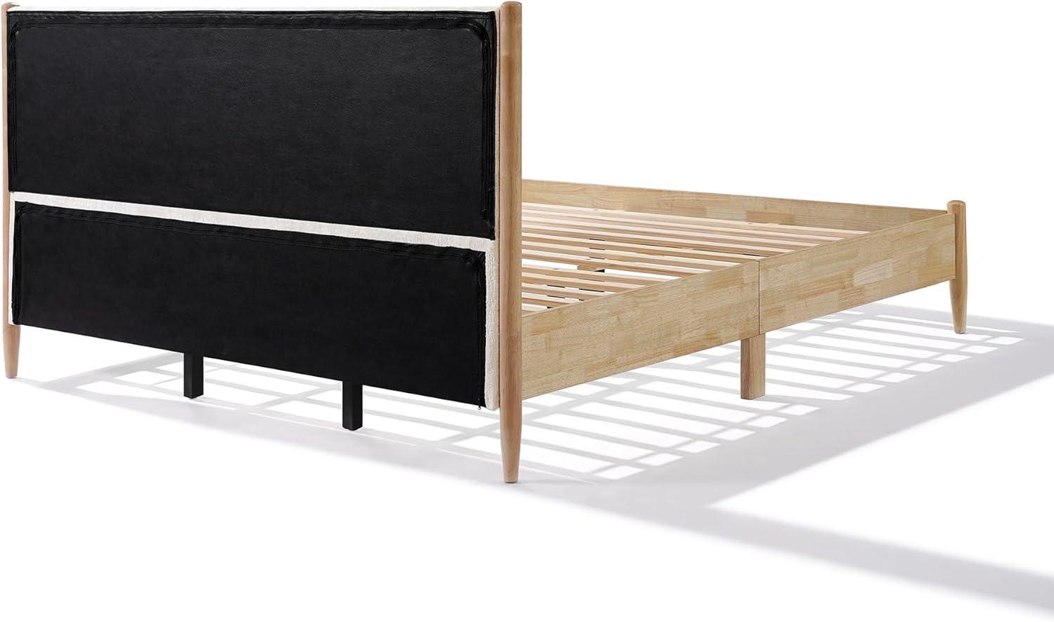 image:imageChristopher Knight Home Raven Modern Queen Size Bed Frame with Upholstered Headboard Natural Wood Queen Size Platform Bed Frame and Headboard No Box Spring Needed Easy Assembly WhiteNaturalCalifornia King