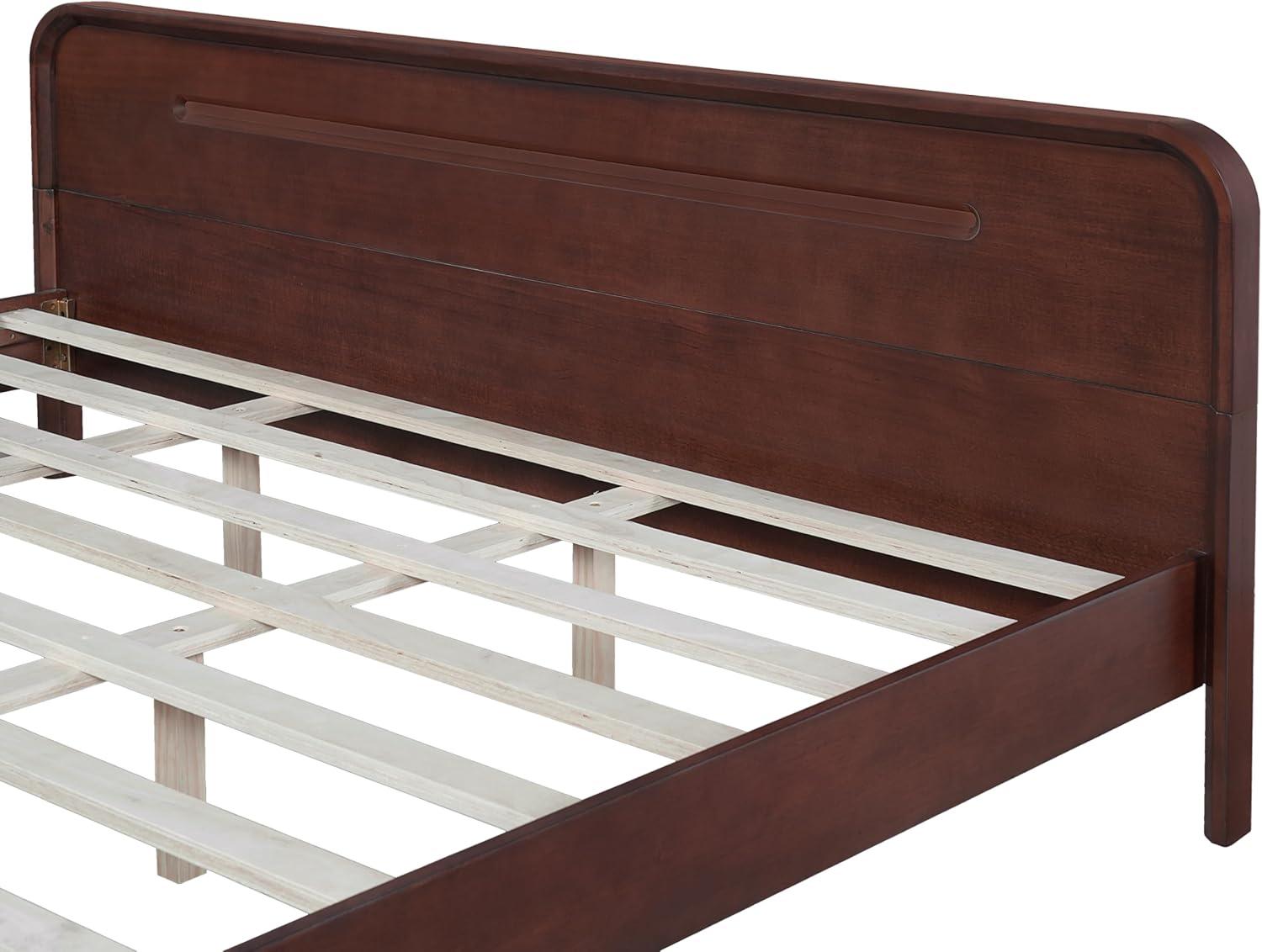 image:imageChristopher Knight Home Skyles King Size Bed King Size Platform Bed Pind Wood Headboard and Footboard Wooden Headboard No Box Spring Needed Slats Panel Support Rustic Openwork Design NaturalWalnut