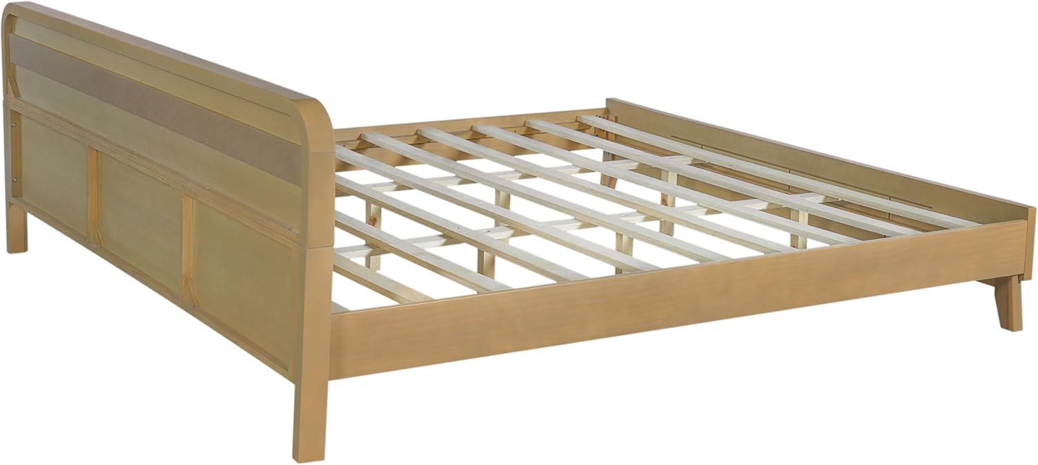 image:imageChristopher Knight Home Skyles King Size Bed King Size Platform Bed Pind Wood Headboard and Footboard Wooden Headboard No Box Spring Needed Slats Panel Support Rustic Openwork Design NaturalNatural