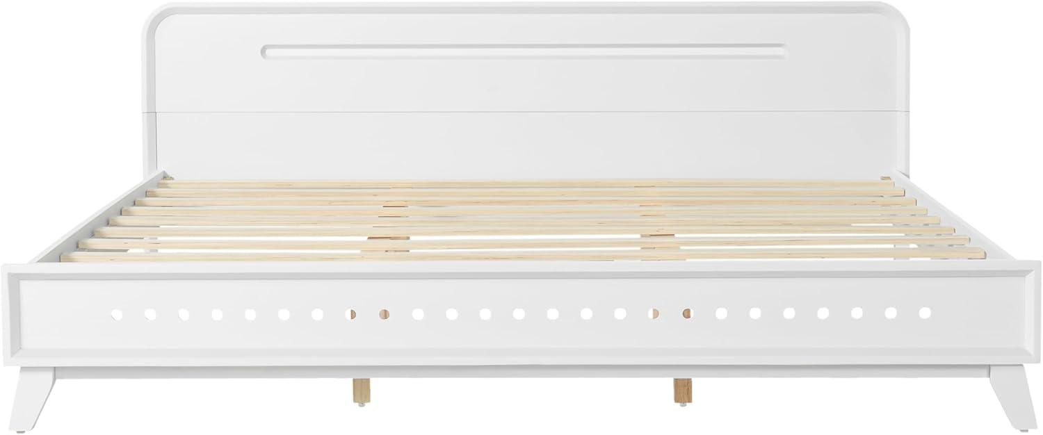 image:imageChristopher Knight Home Skyles King Size Bed King Size Platform Bed Pind Wood Headboard and Footboard Wooden Headboard No Box Spring Needed Slats Panel Support Rustic Openwork Design NaturalWhite