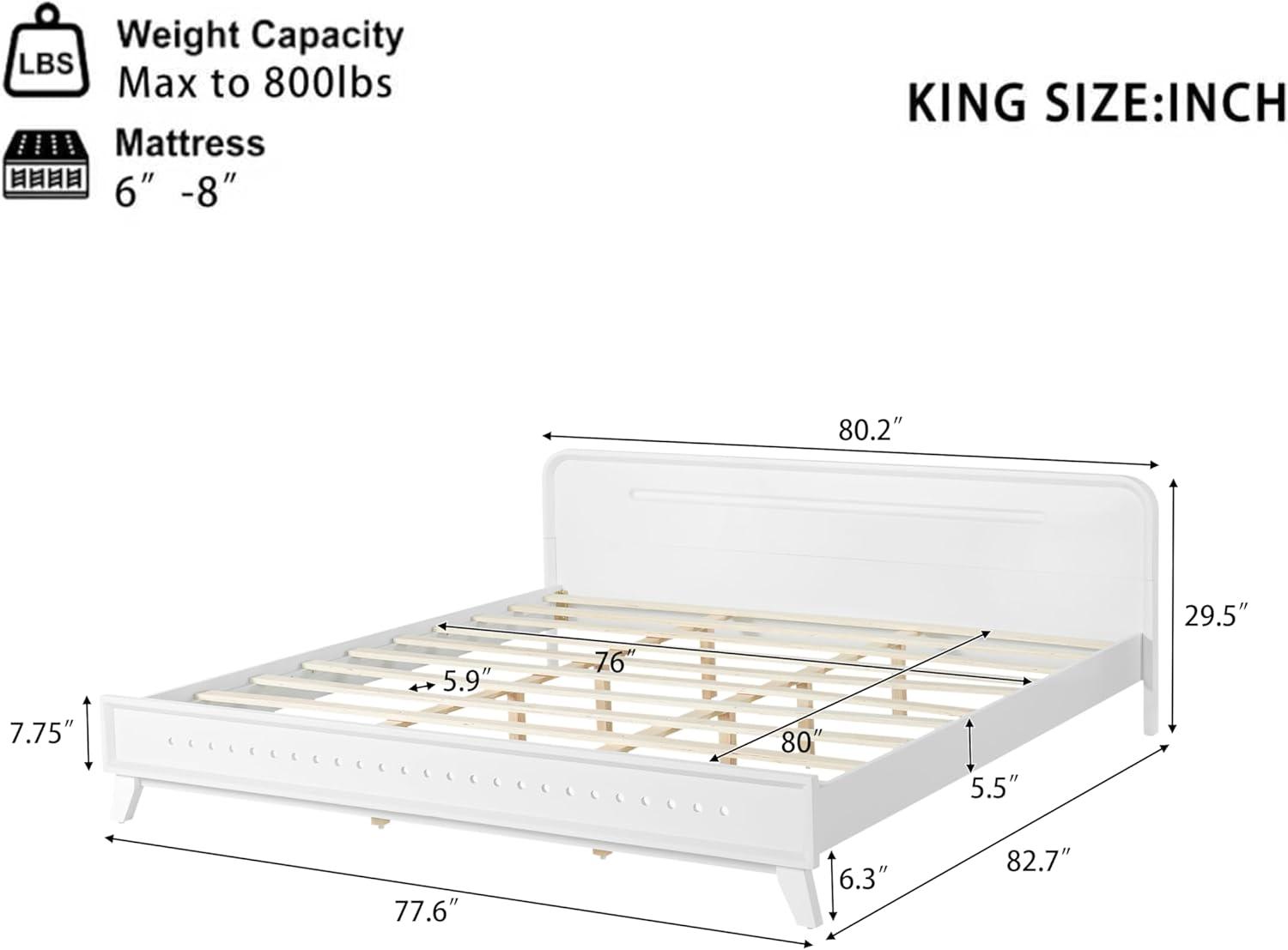 image:imageChristopher Knight Home Skyles King Size Bed King Size Platform Bed Pind Wood Headboard and Footboard Wooden Headboard No Box Spring Needed Slats Panel Support Rustic Openwork Design NaturalWhite