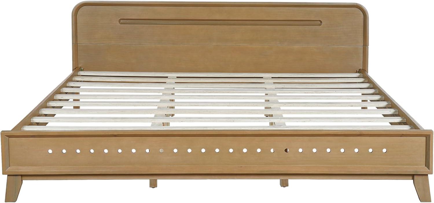 image:imageChristopher Knight Home Skyles King Size Bed King Size Platform Bed Pind Wood Headboard and Footboard Wooden Headboard No Box Spring Needed Slats Panel Support Rustic Openwork Design NaturalNatural