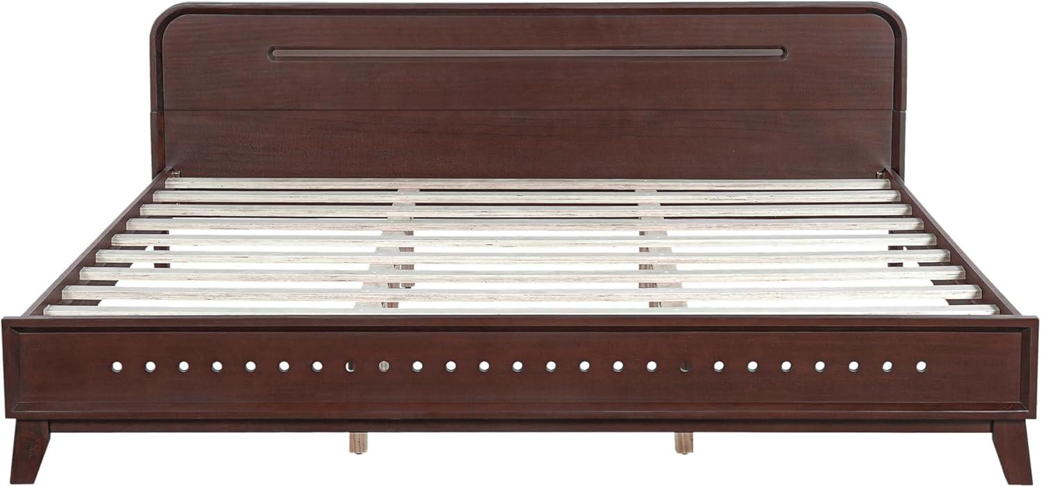 image:imageChristopher Knight Home Skyles King Size Bed King Size Platform Bed Pind Wood Headboard and Footboard Wooden Headboard No Box Spring Needed Slats Panel Support Rustic Openwork Design NaturalWalnut