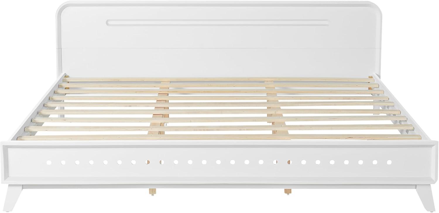 image:imageChristopher Knight Home Skyles King Size Bed King Size Platform Bed Pind Wood Headboard and Footboard Wooden Headboard No Box Spring Needed Slats Panel Support Rustic Openwork Design NaturalWhite