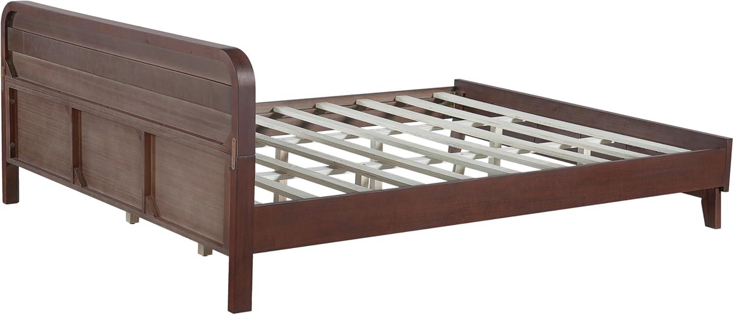 image:imageChristopher Knight Home Skyles King Size Bed King Size Platform Bed Pind Wood Headboard and Footboard Wooden Headboard No Box Spring Needed Slats Panel Support Rustic Openwork Design NaturalWalnut