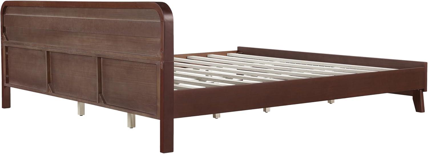 image:imageChristopher Knight Home Skyles King Size Bed King Size Platform Bed Pind Wood Headboard and Footboard Wooden Headboard No Box Spring Needed Slats Panel Support Rustic Openwork Design NaturalWalnut