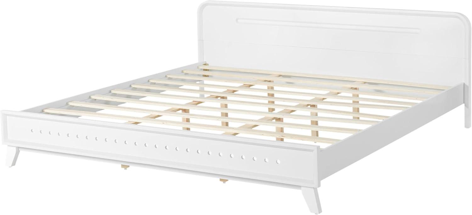 image:imageChristopher Knight Home Skyles King Size Bed King Size Platform Bed Pind Wood Headboard and Footboard Wooden Headboard No Box Spring Needed Slats Panel Support Rustic Openwork Design NaturalWhite
