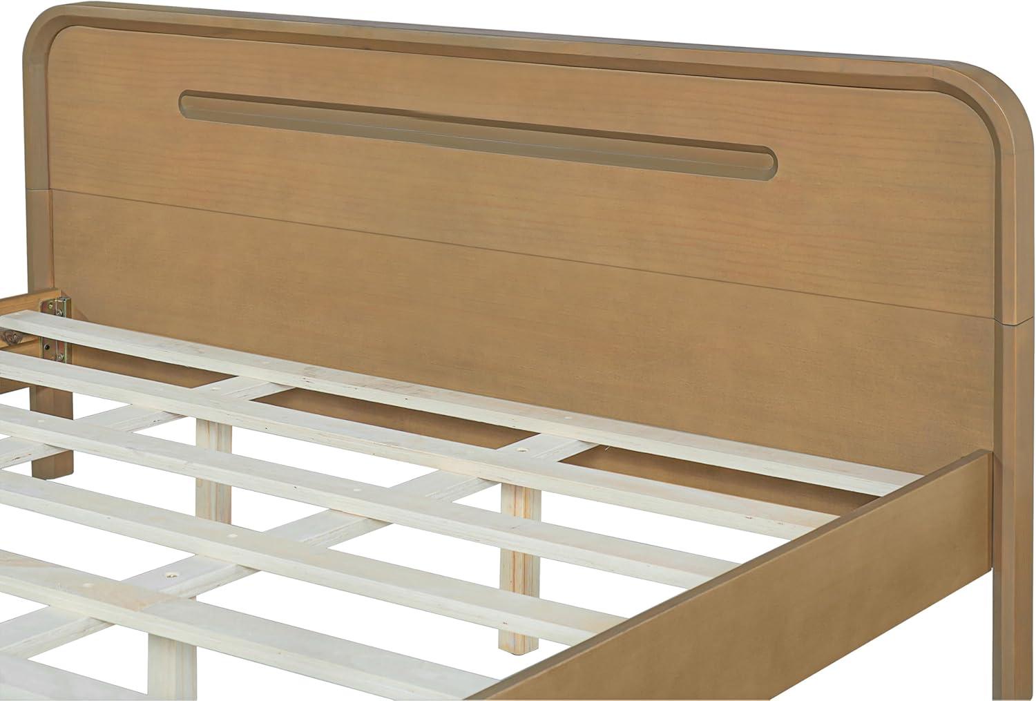 image:imageChristopher Knight Home Skyles King Size Bed King Size Platform Bed Pind Wood Headboard and Footboard Wooden Headboard No Box Spring Needed Slats Panel Support Rustic Openwork Design NaturalNatural