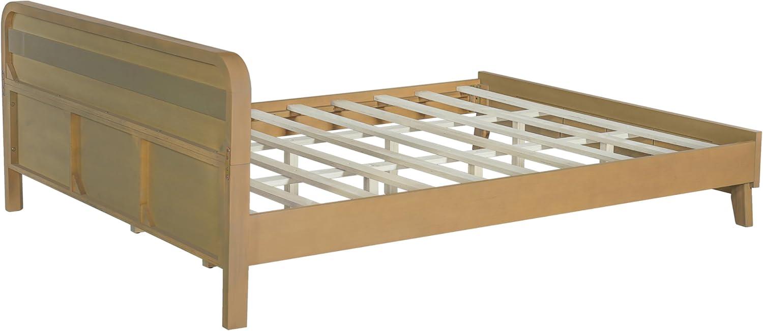 image:imageChristopher Knight Home Skyles King Size Bed King Size Platform Bed Pind Wood Headboard and Footboard Wooden Headboard No Box Spring Needed Slats Panel Support Rustic Openwork Design NaturalNatural