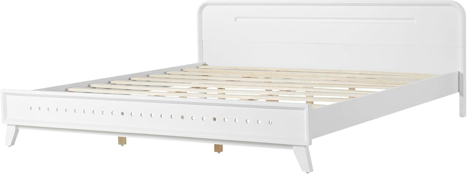 image:imageChristopher Knight Home Skyles King Size Bed King Size Platform Bed Pind Wood Headboard and Footboard Wooden Headboard No Box Spring Needed Slats Panel Support Rustic Openwork Design NaturalWhite