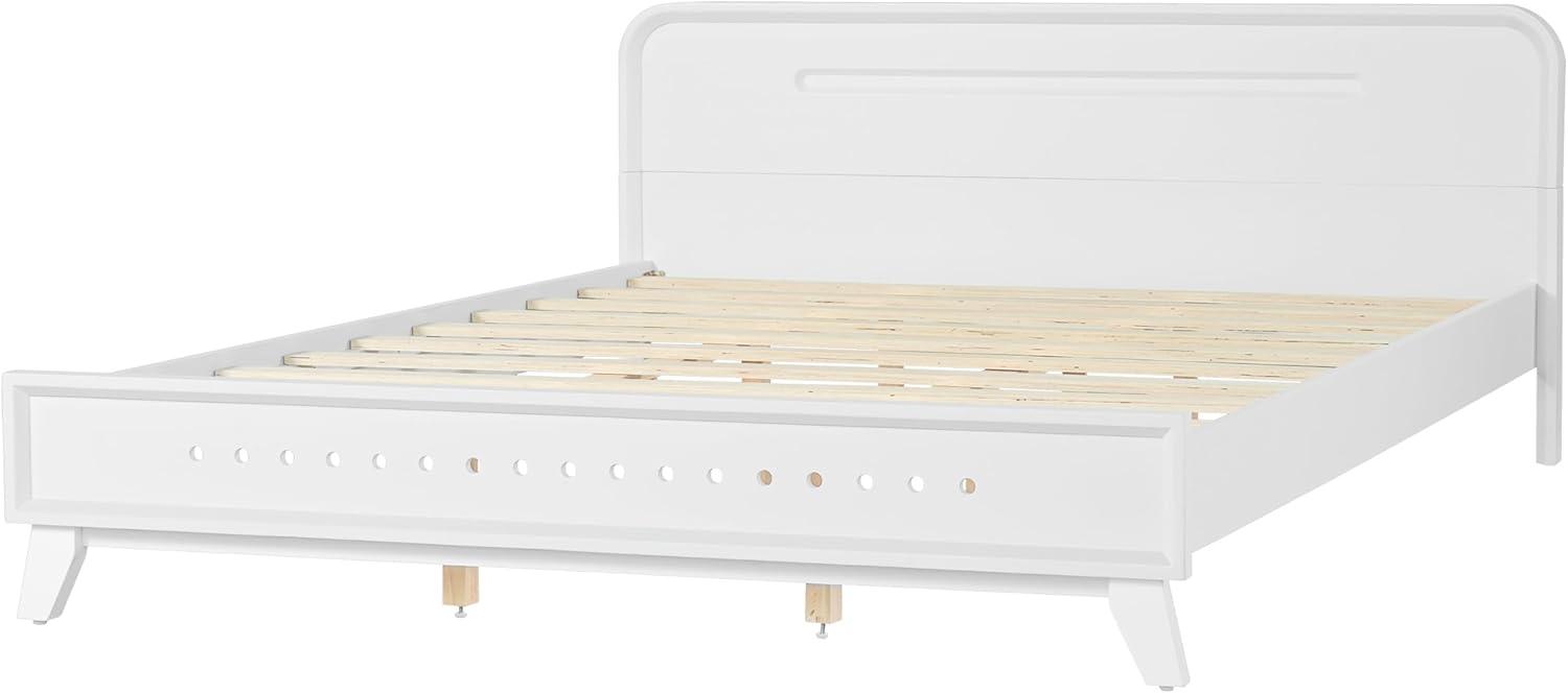 image:imageChristopher Knight Home Skyles King Size Bed King Size Platform Bed Pind Wood Headboard and Footboard Wooden Headboard No Box Spring Needed Slats Panel Support Rustic Openwork Design NaturalWhite