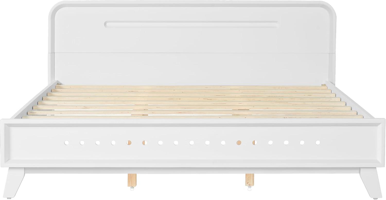 image:imageChristopher Knight Home Skyles King Size Bed King Size Platform Bed Pind Wood Headboard and Footboard Wooden Headboard No Box Spring Needed Slats Panel Support Rustic Openwork Design NaturalWhite