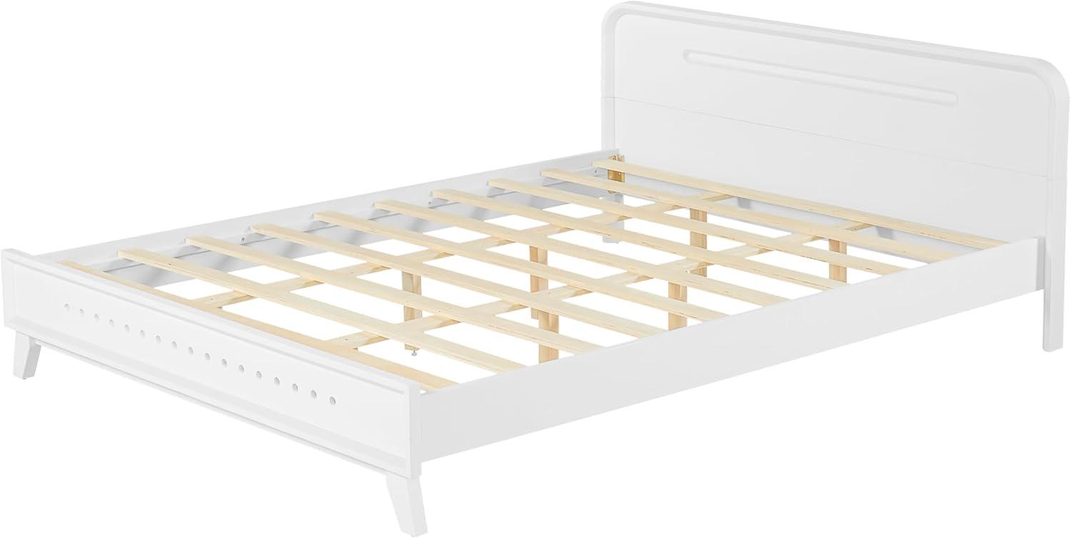 image:imageChristopher Knight Home Skyles King Size Bed King Size Platform Bed Pind Wood Headboard and Footboard Wooden Headboard No Box Spring Needed Slats Panel Support Rustic Openwork Design NaturalWhite