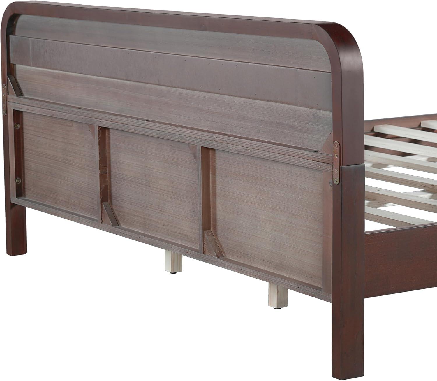 image:imageChristopher Knight Home Skyles King Size Bed King Size Platform Bed Pind Wood Headboard and Footboard Wooden Headboard No Box Spring Needed Slats Panel Support Rustic Openwork Design NaturalWalnut