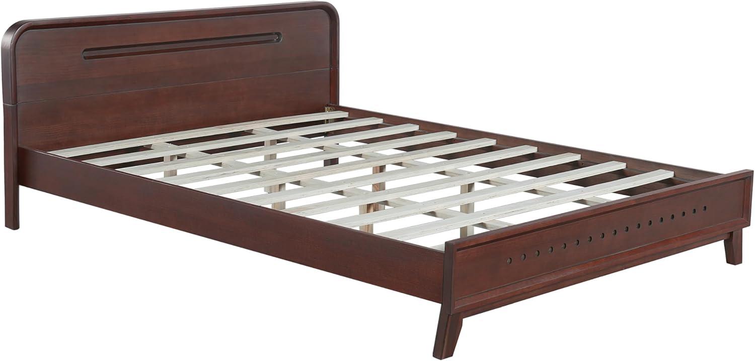 image:imageChristopher Knight Home Skyles King Size Bed King Size Platform Bed Pind Wood Headboard and Footboard Wooden Headboard No Box Spring Needed Slats Panel Support Rustic Openwork Design NaturalWalnut