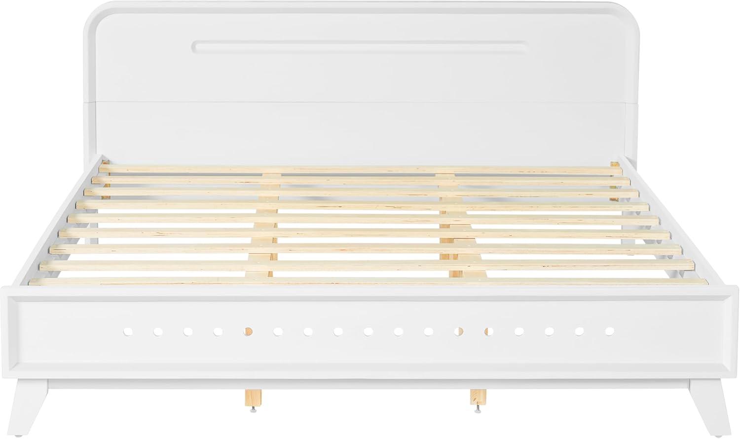 image:imageChristopher Knight Home Skyles King Size Bed King Size Platform Bed Pind Wood Headboard and Footboard Wooden Headboard No Box Spring Needed Slats Panel Support Rustic Openwork Design NaturalWhite
