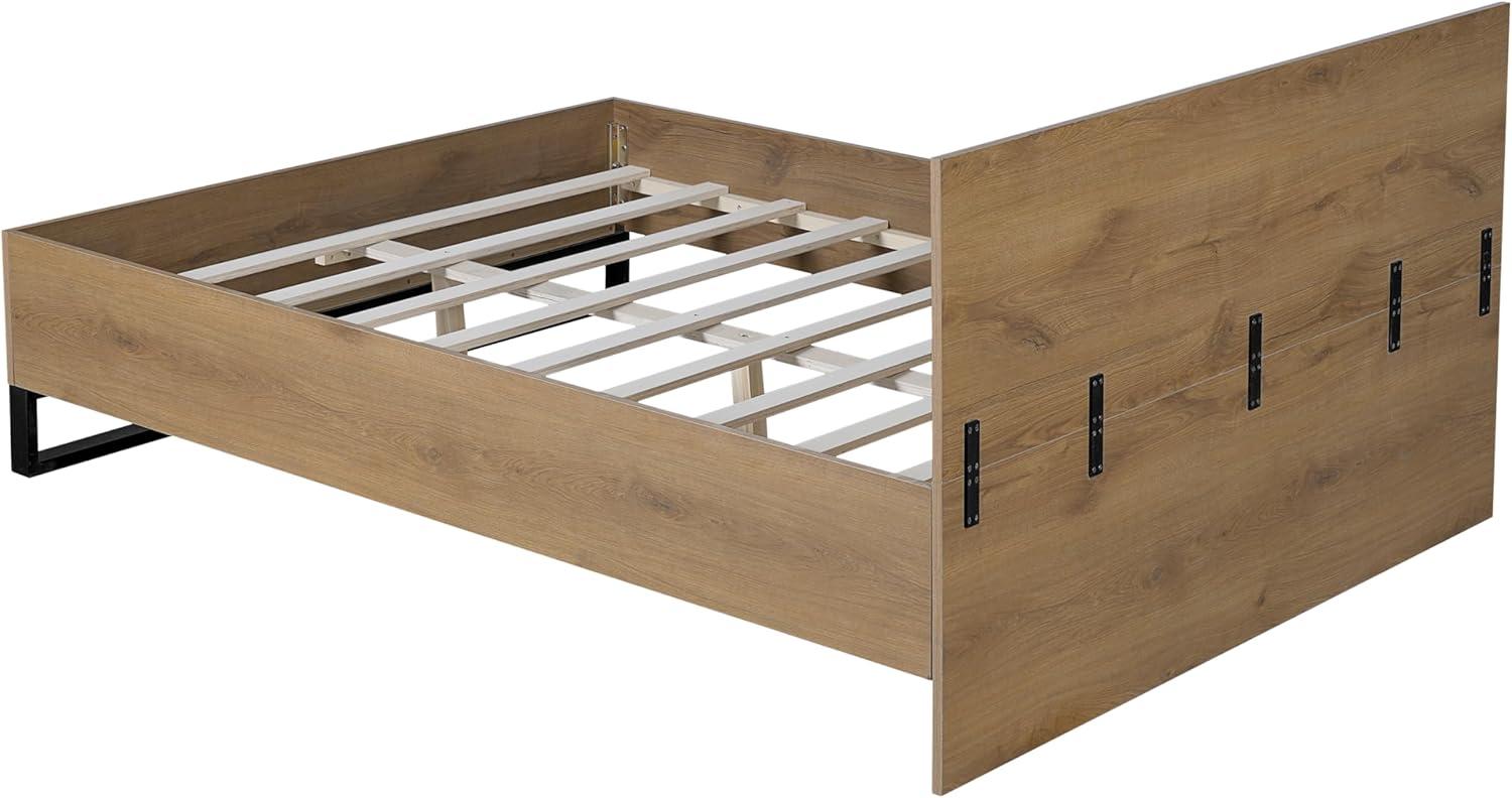 image:imageChristopher Knight Home Skyles Wood King Size Bed MDF King Size Headboard Platform Bed MDF Headboard and Footboard Wood and Iron Frame Slat Panel Support Easy Assembly 650lbs NaturalBlackQueen