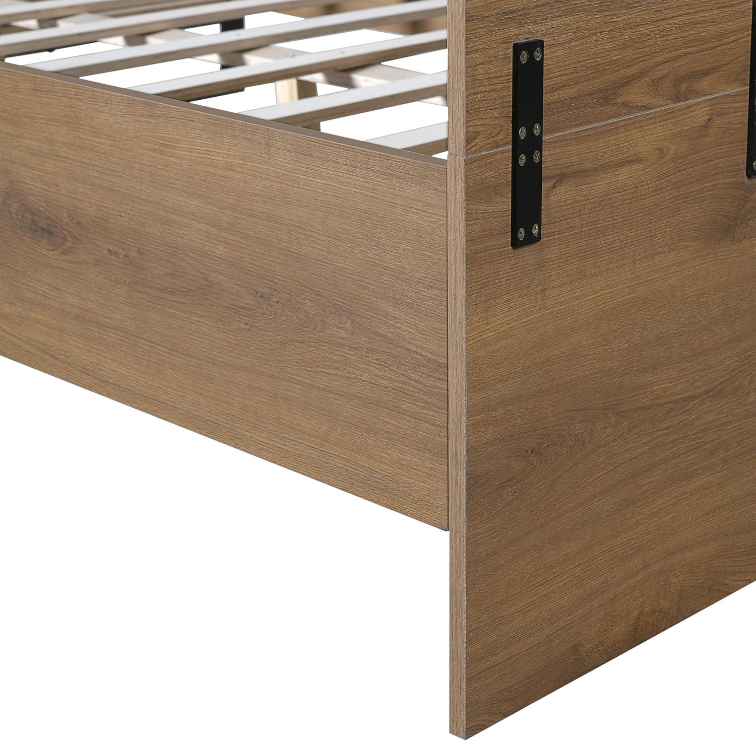 image:imageChristopher Knight Home Skyles Wood King Size Bed MDF King Size Headboard Platform Bed MDF Headboard and Footboard Wood and Iron Frame Slat Panel Support Easy Assembly 650lbs NaturalBlackQueen