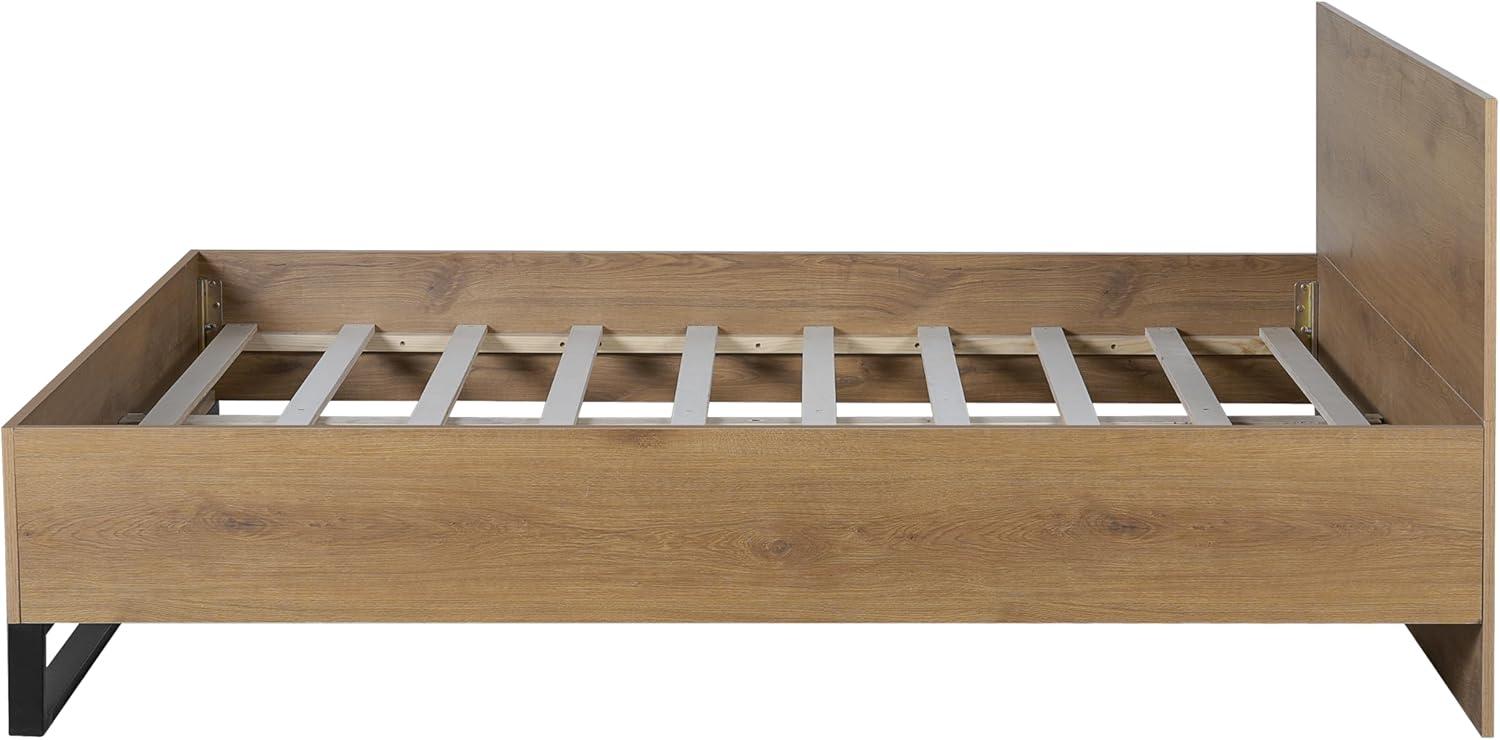 image:imageChristopher Knight Home Skyles Wood King Size Bed MDF King Size Headboard Platform Bed MDF Headboard and Footboard Wood and Iron Frame Slat Panel Support Easy Assembly 650lbs NaturalBlackQueen
