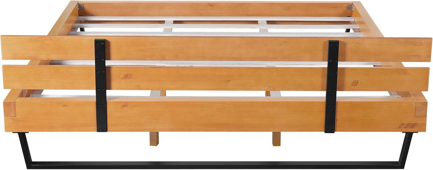 image:imageChristopher Knight Home Skyles Wood Queen Size Bed Slat Panel Queen Size Headboard Pine Wood Platform Bed Open Back Headboard Iron Legs No Box Spring Needed Easy Assembly 650lbs NaturalBlackKing