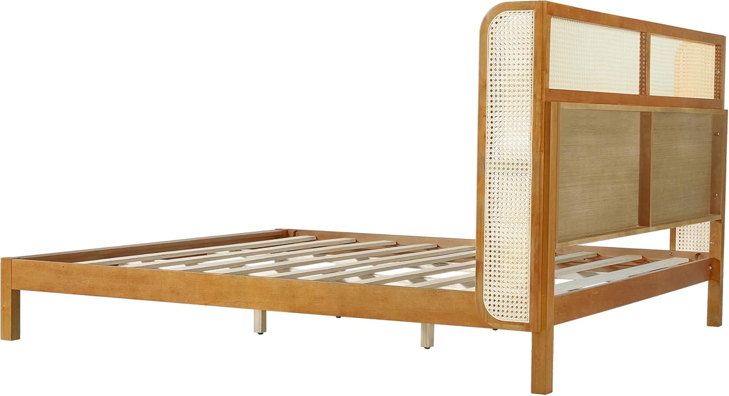 image:imageChristopher Knight Home Tamken Mid Century Modern Queen Bed Frame with Headboard Rubber Wood Platform Bed Frame Solid and Stable Bedframe Slats Panel Support No Box Spring Needed NaturalKing Size