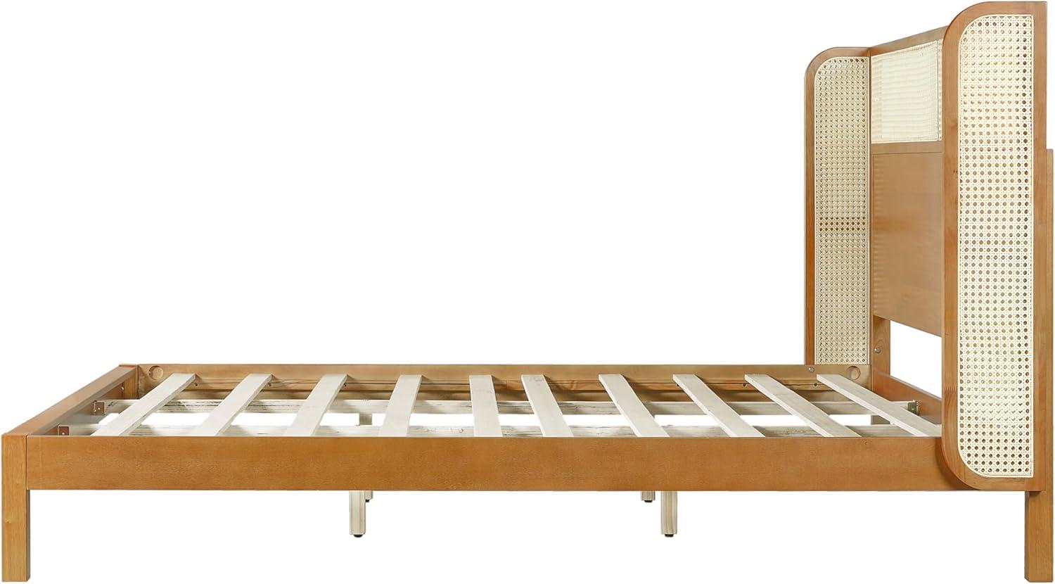 image:imageChristopher Knight Home Tamken Mid Century Modern Queen Bed Frame with Headboard Rubber Wood Platform Bed Frame Solid and Stable Bedframe Slats Panel Support No Box Spring Needed NaturalKing Size