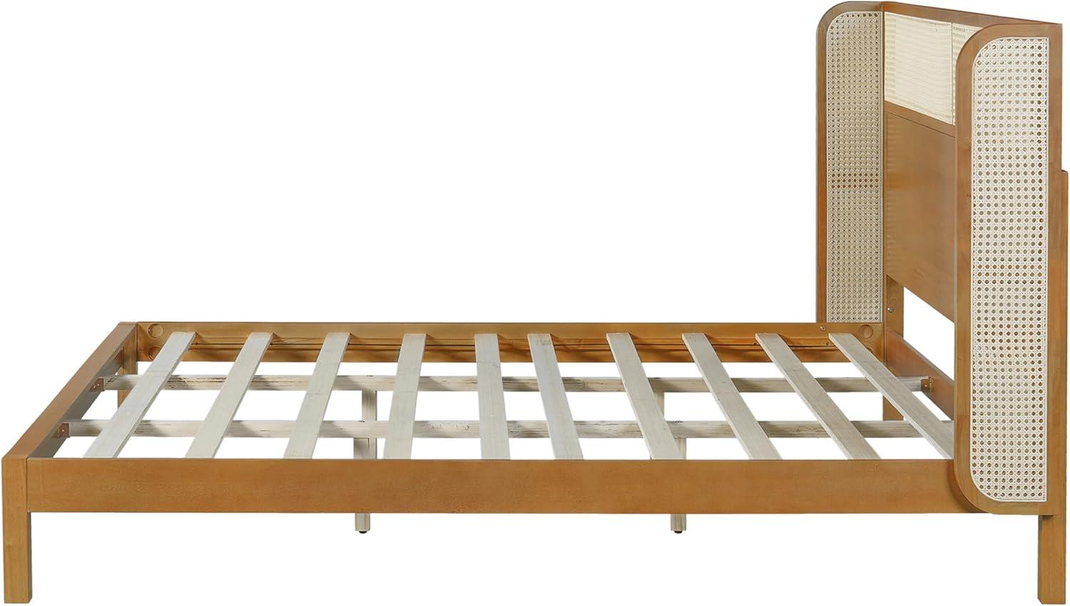 image:imageChristopher Knight Home Tamken Mid Century Modern Queen Bed Frame with Headboard Rubber Wood Platform Bed Frame Solid and Stable Bedframe Slats Panel Support No Box Spring Needed NaturalKing Size