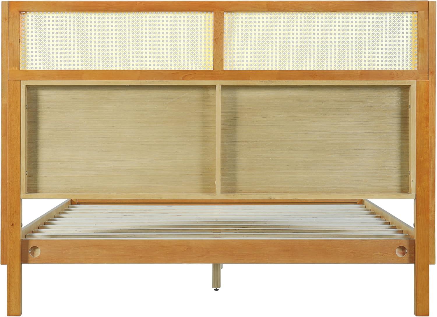 image:imageChristopher Knight Home Tamken Mid Century Modern Queen Bed Frame with Headboard Rubber Wood Platform Bed Frame Solid and Stable Bedframe Slats Panel Support No Box Spring Needed NaturalQueen Size