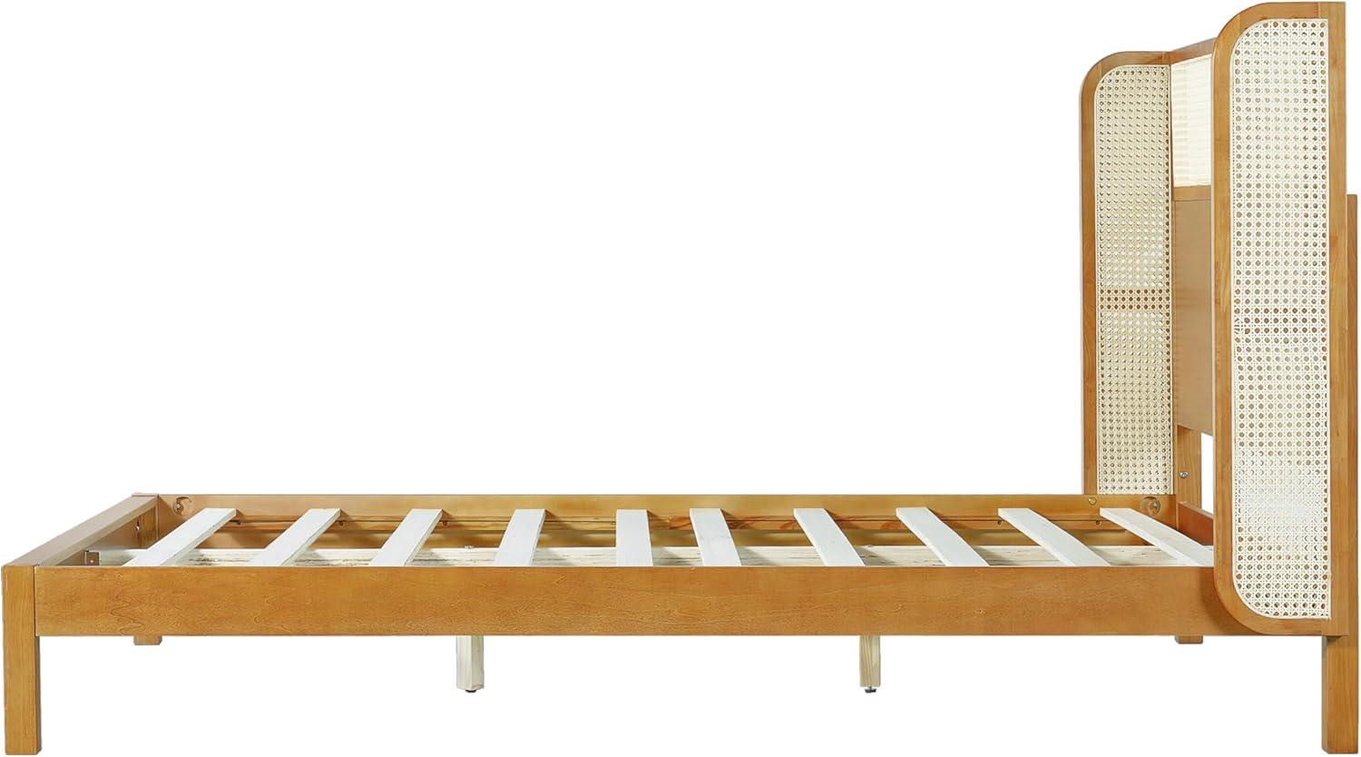 image:imageChristopher Knight Home Tamken Mid Century Modern Queen Bed Frame with Headboard Rubber Wood Platform Bed Frame Solid and Stable Bedframe Slats Panel Support No Box Spring Needed NaturalQueen Size