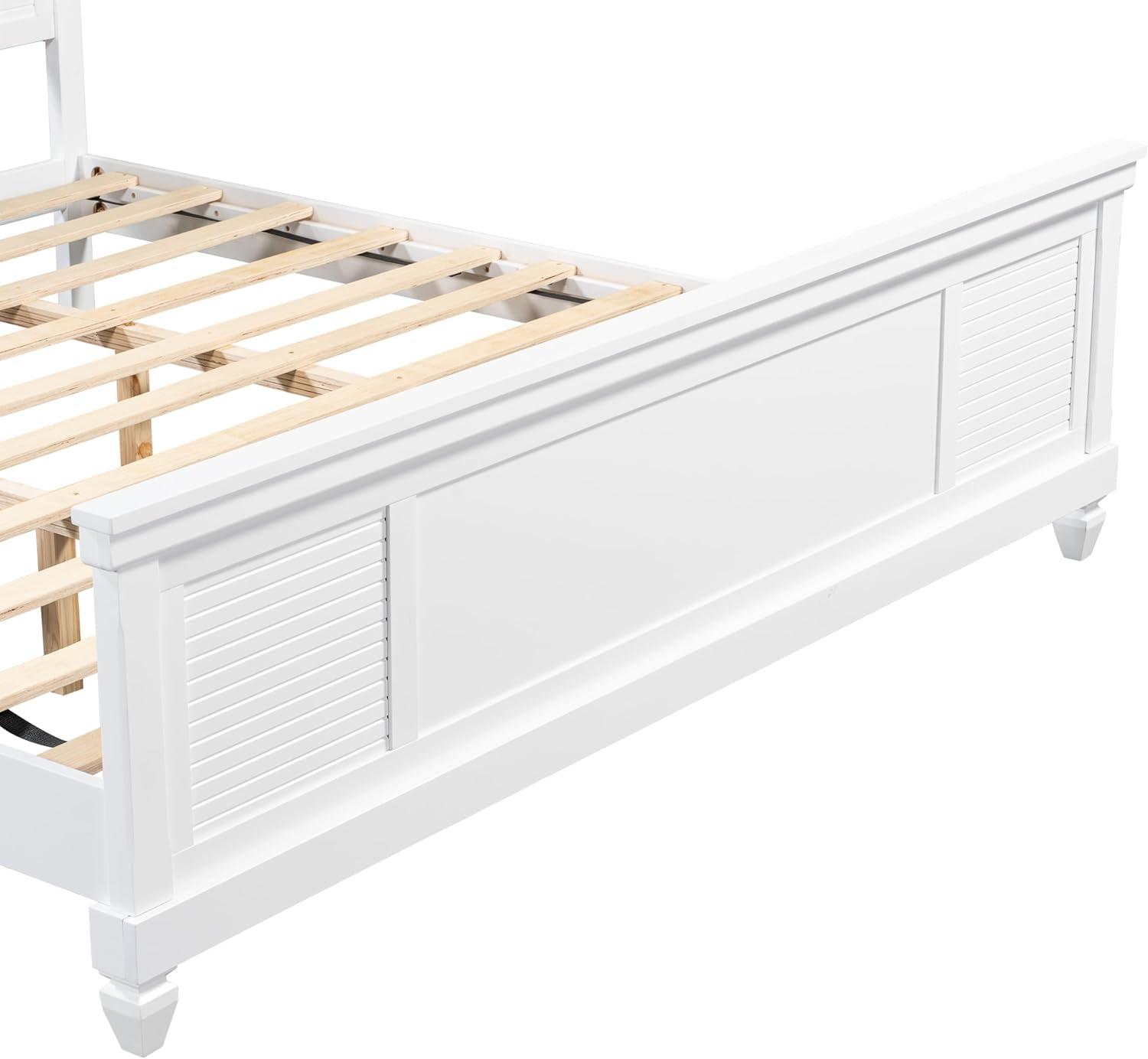 image:imageChristopher Knight Home Todie Modern Queen Size Bed Frame with Headboard Wooden Queen Size Platform Bed Frame Farmhouse Queen Size Bed Set No Box Spring Needed Easy Assembly WhiteKing US Standard