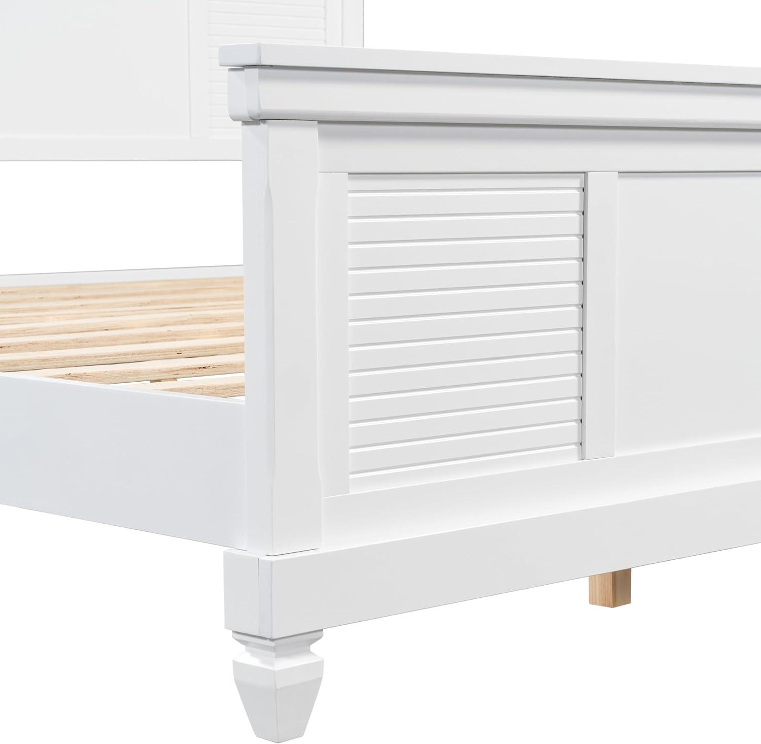 image:imageChristopher Knight Home Todie Modern Queen Size Bed Frame with Headboard Wooden Queen Size Platform Bed Frame Farmhouse Queen Size Bed Set No Box Spring Needed Easy Assembly WhiteKing US Standard