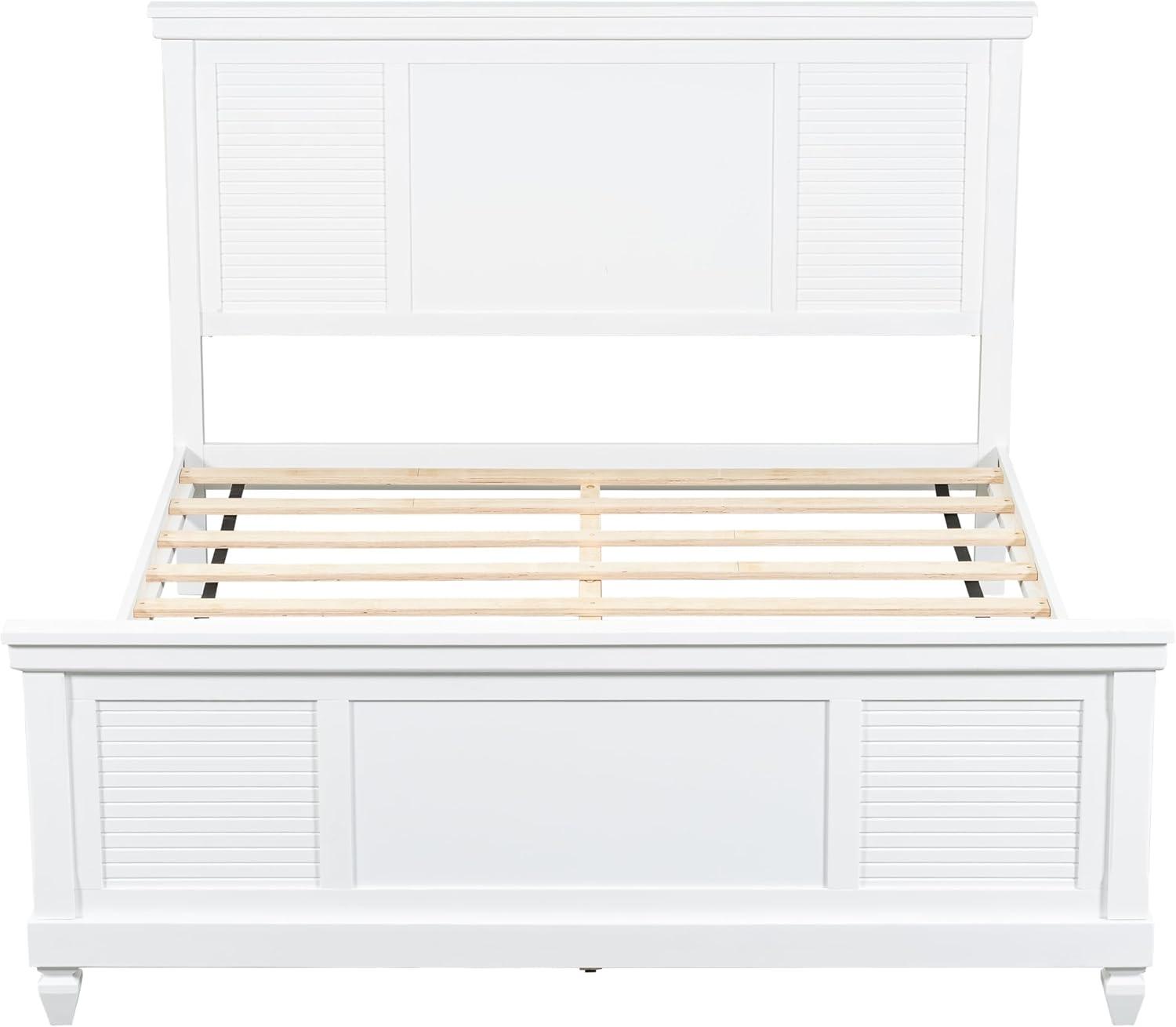 image:imageChristopher Knight Home Todie Modern Queen Size Bed Frame with Headboard Wooden Queen Size Platform Bed Frame Farmhouse Queen Size Bed Set No Box Spring Needed Easy Assembly WhiteQueen US Standard