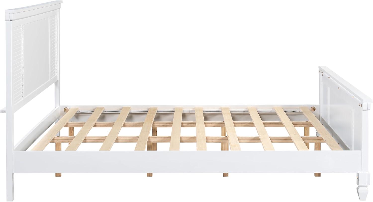 image:imageChristopher Knight Home Todie Modern Queen Size Bed Frame with Headboard Wooden Queen Size Platform Bed Frame Farmhouse Queen Size Bed Set No Box Spring Needed Easy Assembly WhiteKing US Standard