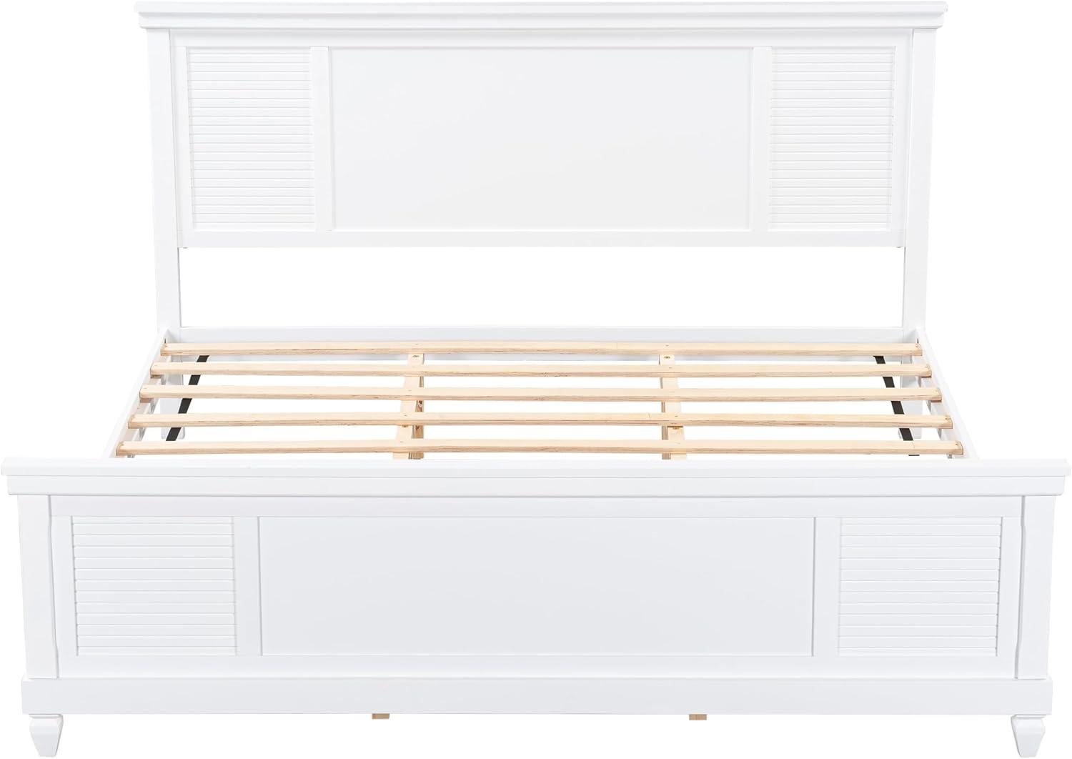 image:imageChristopher Knight Home Todie Modern Queen Size Bed Frame with Headboard Wooden Queen Size Platform Bed Frame Farmhouse Queen Size Bed Set No Box Spring Needed Easy Assembly WhiteKing US Standard