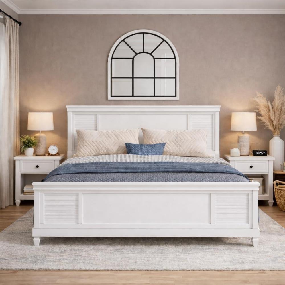 image:imageChristopher Knight Home Todie Modern Queen Size Bed Frame with Headboard Wooden Queen Size Platform Bed Frame Farmhouse Queen Size Bed Set No Box Spring Needed Easy Assembly WhiteQueen US Standard