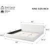 Christopher Knight Home Bettine Velvet King Size Headboard and Bed Frame, Rectangular King Size Bed, Upholstered Headboard, Slats Panel Support Platform, No Box Spring Needed, Easy Assembly, White(King)