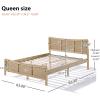 Christopher Knight Home Freda Boho Wooden Queen Bed Frame with Headboard, Rectangular Queen Size Bed Frame with Natural Rattan Adjustable Headboard, Platform Bed Frame, No Box Spring Needed, Brown