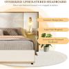 Christopher Knight Home Harley Upholstered King Size Bed Frame with LED Lights and Side Panels, Velvet Bed Frame King Size with Headboard, Wooden Slats, Easy Assembly, No Box Spring Needed, Beige(Beige)