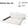 Christopher Knight Home Hazel Boucle King Size Bed Frame and Headboard, Upholstered King Size Bed, Round Curve Headboard, Solid Wood and Steel Support, No Box Spring Needed, Easy Assembly, White(California King)