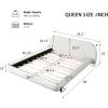 Christopher Knight Home Hazel Boucle King Size Bed Frame and Headboard, Upholstered King Size Bed, Round Curve Headboard, Solid Wood and Steel Support, No Box Spring Needed, Easy Assembly, White(Queen)