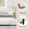 Christopher Knight Home Hazel Boucle King Size Bed Frame and Headboard, Upholstered King Size Bed, Round Curve Headboard, Solid Wood and Steel Support, No Box Spring Needed, Easy Assembly, White(Queen)