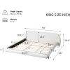 Christopher Knight Home Hazel Boucle King Size Bed Frame and Headboard, Upholstered King Size Bed, Round Curve Headboard, Solid Wood and Steel Support, No Box Spring Needed, Easy Assembly, White(King)
