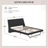 Christopher Knight Home Hudley Faux Leather Queen Size Bed Frame with Headboard, PU Queen Size Platform Bed Frame with Metal Leg, Noise-Free Wooden Slat Support, No Box Spring Needed, White(Black)