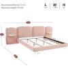 Christopher Knight Home Joplin Modern King Size Platform Bed Frame with Fabric Upholstered Headboard, Wooden King Size Bed Frame with Side Shelves, No Box Spring Needed, Easy Assembly, Orange(Pink)