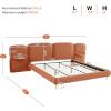 Christopher Knight Home Joplin Modern King Size Platform Bed Frame with Fabric Upholstered Headboard, Wooden King Size Bed Frame with Side Shelves, No Box Spring Needed, Easy Assembly, Orange(Orange)
