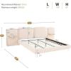 Christopher Knight Home Joplin Modern King Size Platform Bed Frame with Fabric Upholstered Headboard, Wooden King Size Bed Frame with Side Shelves, No Box Spring Needed, Easy Assembly, Orange(Beige)