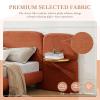 Christopher Knight Home Joplin Modern King Size Platform Bed Frame with Fabric Upholstered Headboard, Wooden King Size Bed Frame with Side Shelves, No Box Spring Needed, Easy Assembly, Orange(Orange)