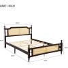 Christopher Knight Home Lucill Queen Size Bed Frame with Rattan Headboard Footboard, Pine Wood Platform Bed, Enhanced Support Feet, Vintage Design, Underbed Storage, Easy Assembly, Espresso Brown(Walnut)