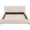 Christopher Knight Home Nahat Full Size Upholstered Platform Bed, Faux Leather Bed Frame and Headboard, Wood Bed Support and Slat, Stylish Fully Mattress Foundation, No Box Spring Needed, Beige